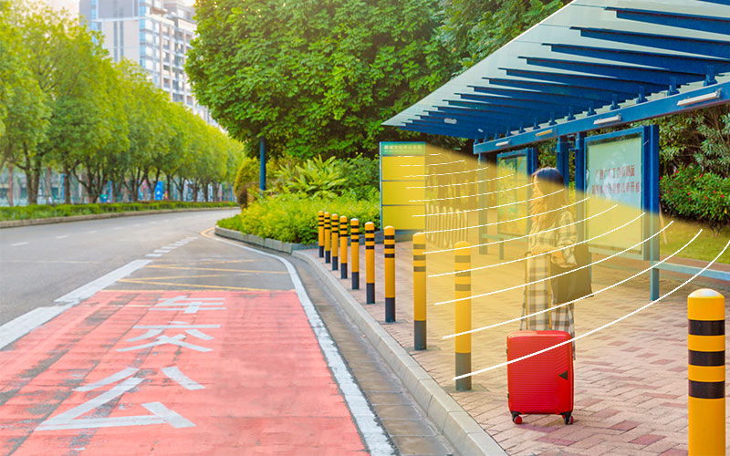 公交站臺，定向擴聲音箱