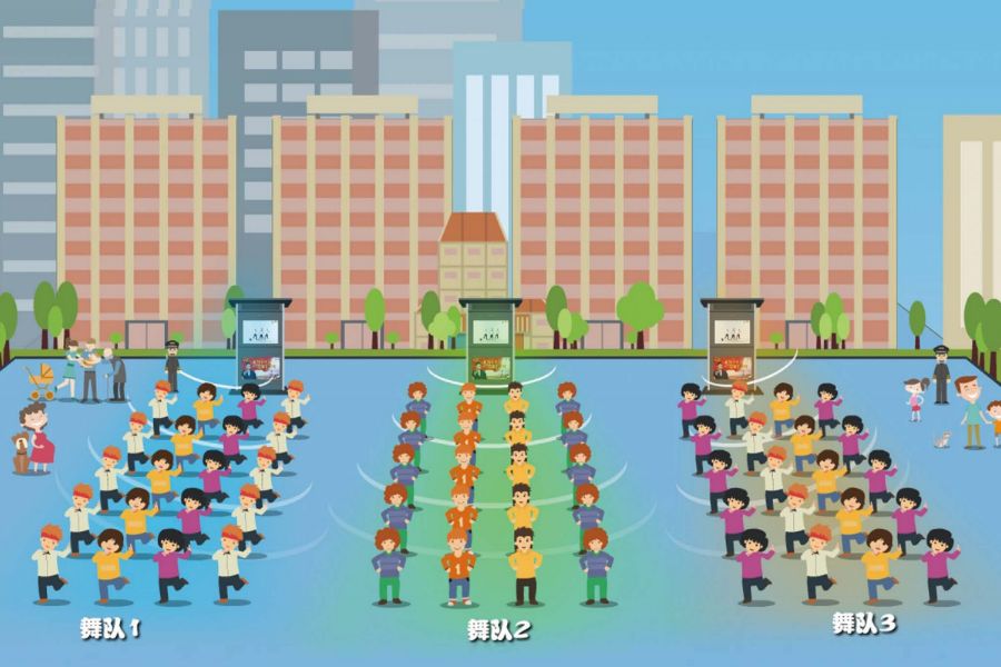 廣場舞定向音響，定向發(fā)聲分區(qū)效果