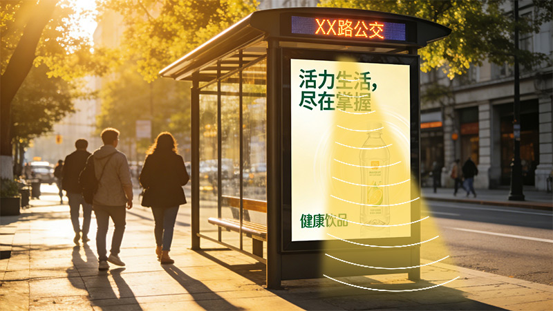 公交站臺廣告大屏集成定向揚聲器，聲場獨立